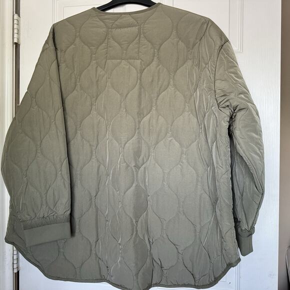 And Now This Women Jacket NEW Plus 2X Green Reversible Collarless Quilted Nylon - Picture 2 of 11